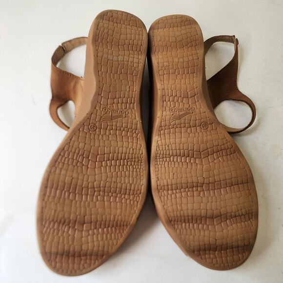 Dansko Marcy Slingback Wedge Sandal EU 39 US 8.5-9 Brown Nubuck Peep Toe Leather - Picture 5 of 6